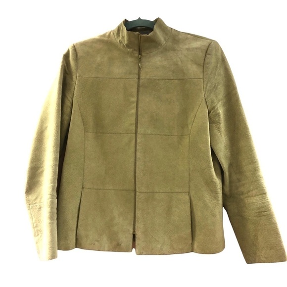𝅺eccoci - 100% Suede Light Green Zipper Front Jacket - Size 8 - Picture 1 of 5